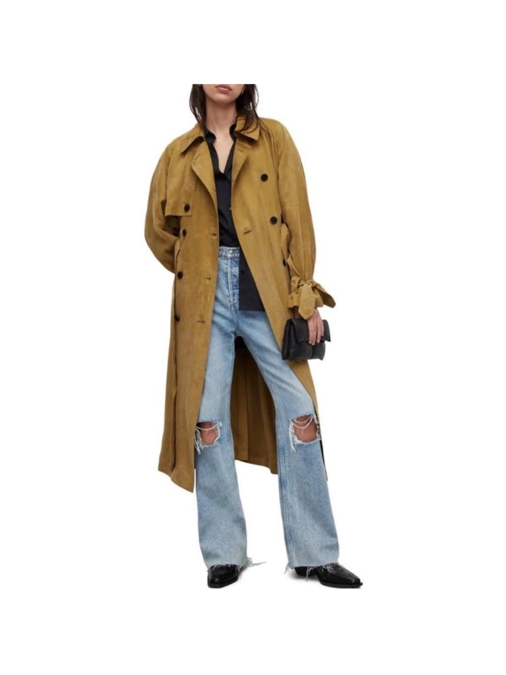 AllSaints Mustard Brown Trench Coat